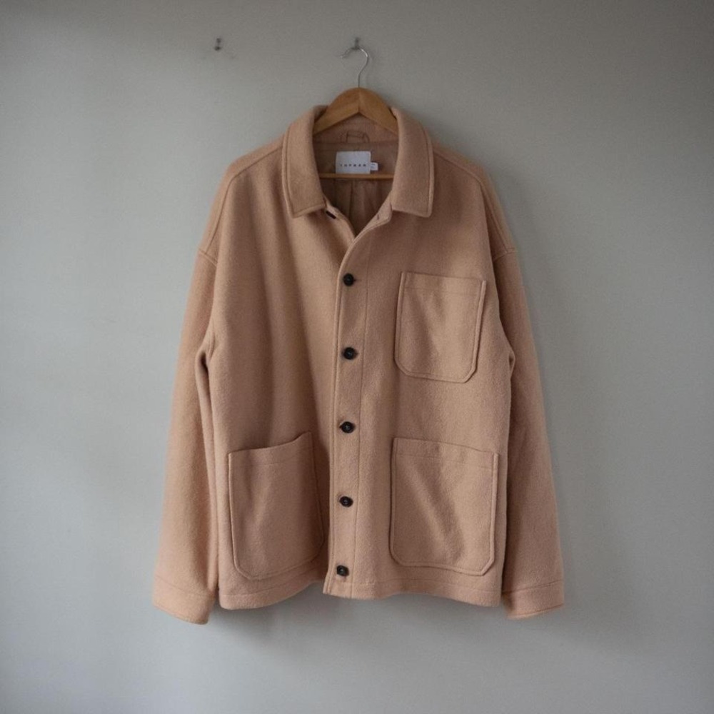 Topman Camel Button Down Coat - image 1